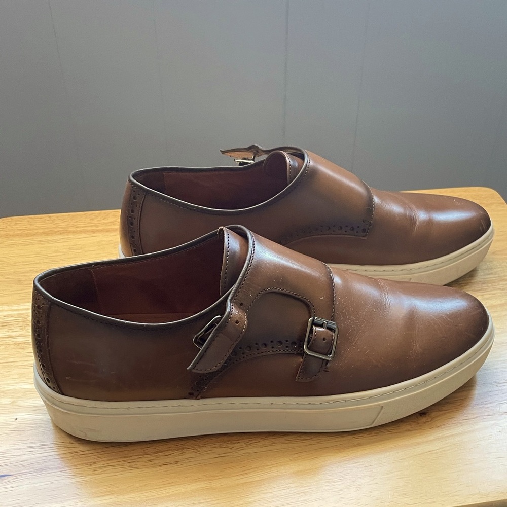 Mens Johnston and Murphy Hollins Double-Buckle Monk Strap Brown 10